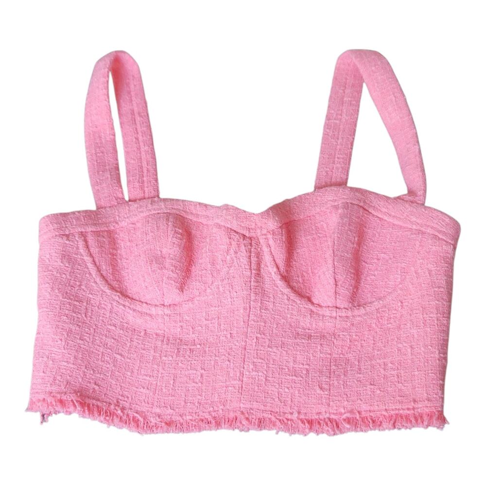 Zara Textured Bustier Top Pink Sweetheart Neckline Women's Size Medium NWT